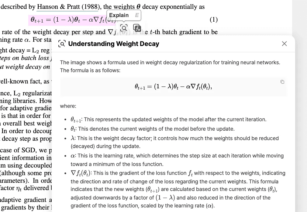 Understanding Math Equations in Papers with AI 